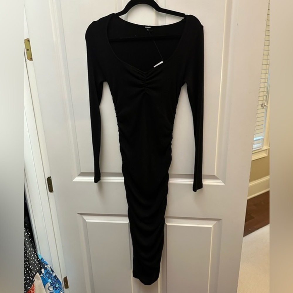 Monrow Ribbed Shirred Dress NWT